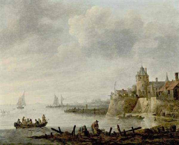 Jan van  Goyen River Scene with a Fortified Shore oil painting picture